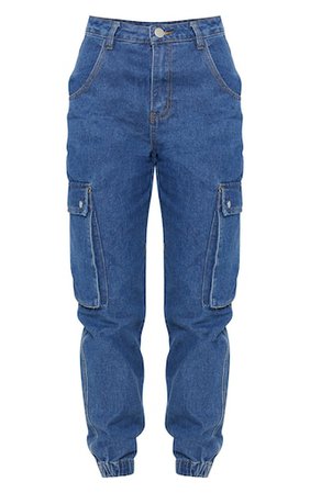 Mid Wash Cargo Pocket Jean | Denim | PrettyLittleThing USA