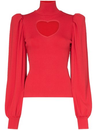 Red MSGM Heart Cutout Knitted Jumper | Farfetch.com
