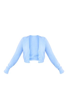 Pastel Blue Soft Fluffy Knitted Cardigan | PrettyLittleThing USA