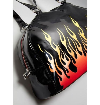 Widow Flame Print Weekender Bag - Black | Dolls Kill
