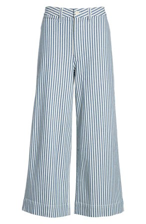 Madewell Emmett Herringbone Railroad Stripe Wide Leg Crop Pants | Nordstrom