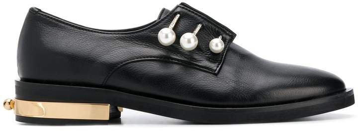 pearl-detail loafers