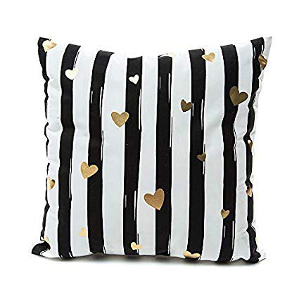 Monkeysell Bronzing Flannelette Home Pillow Cases Throw Pillow Covers Decorative Cushion Love Black Heart Pattern Design for Square Sofa Home 18 x 18: Home & Kitchen