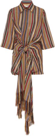 Oscar de la Renta Striped Shirt Day Dress Size: 2