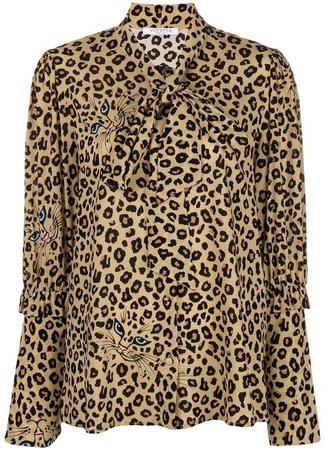 Vivetta leopard pussy bow shirt