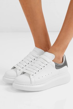 White Leather exaggerated-sole sneakers | Alexander McQueen | NET-A-PORTER
