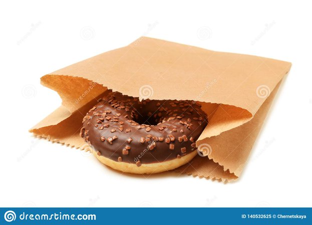 Paper bag with donut stock image. Image of bakery, copy - 140532625
