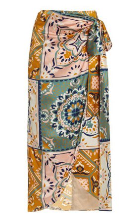 Bonnan Mosaic-Print Silk-Satin Midi Skirt By Silvia Tcherassi | Moda Operandi
