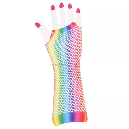 Guantes con agujeros para mujer y niña, de malla sin dedos, estampado de arcoíris - AliExpress Accesorios para la ropa