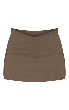 Khaki Stretch V Low Rise Extreme Micro Mini Skirt | PrettyLittleThing USA