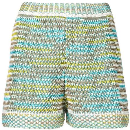 high rise patterned knit shorts
