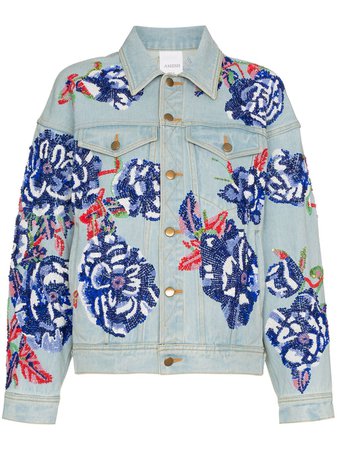 Ashish Flower embroidered cotton denim jacket £1,155 - Shop Online SS19. Same Day Delivery in London