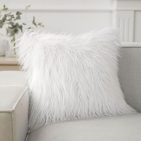 Amazon.com: Phantoscope Faux Fur Solid Decorative Pillow Cover Fluffy Throw Pillow Mongolian Luxury Fuzzy Pillow Case Cushion Cover for Bedroom and Couch,True White 18 x 18 Inches : Home & Kitchen