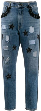 History Repeats sequinned-star high-rise slim jeans