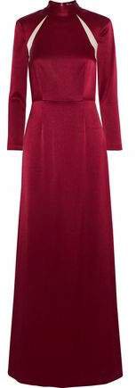 Charita Chiffon-trimmed Satin Gown