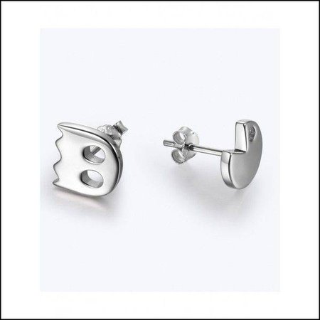 Silver Pacman Stud Earrings $18 â¤ Liked On Polyvore Featuring Concept Of Silver Stud Earrings | Earrings Ideas