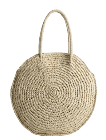 Solid Color Simple Big Round Cake Shoulder Paper Crochet Pure Hand-woven Straw Bag