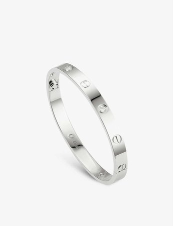 CARTIER - LOVE 18ct white-gold and 0.42ct diamond bracelet | Selfridges.com