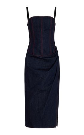 Corseted Cotton-Chambray Midi Dress By Carolina Herrera | Moda Operandi