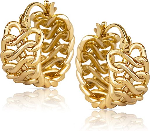 Amazon.com: 14k Gold Braided Huggie Hoop Earrings for Women | Gold Chunky Hoops | Gold Huggie Earrings for Women | 14 karat Gold Hoop Earrings | Chunky Gold Hoop Earrings | Chunky Gold Hoops Earrings for Women: Clothing, Shoes & Jewelry