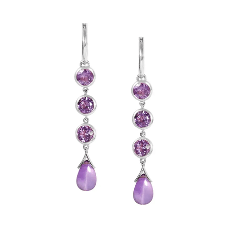Handcrafted 1.50 Carats Amethysts 18 Karat White Gold Drop Earrings