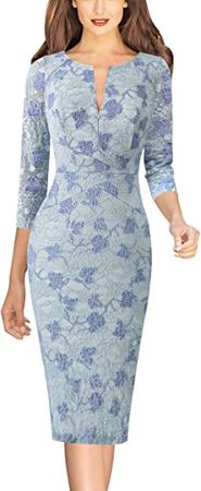 VFSHOW Womens Cocktail Lace Elegant Front Zipper Party Bodycon Pencil Sheath Dress at Amazon Women’s Clothing store