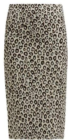 Leopard Jacquard Pencil Skirt - Womens - Black Multi
