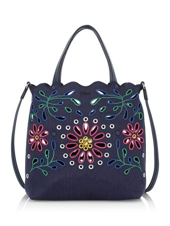 Shop Chloé Small Kamilla North-South Embroidered Linen Tote | Saks Fifth Avenue