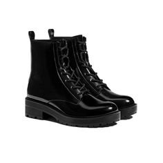 Lace-Up Flat Ankle Boots Bershka $46