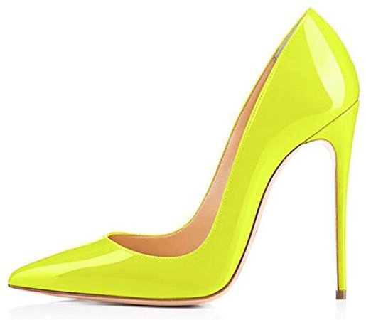 Amazon.com | GENSHUO High Heel, 10cm/3.94 Inch Stiletto High Heel Shoes for Women Pointed Toe Party Evening Dress Pumps Prom 10CM-FY-11 Fluorescent Yellow | Pumps