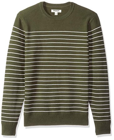 Amazon.com: Goodthreads Men's Soft Cotton Striped Crewneck Sweater, Olive/White, XXX-Large: Clothing