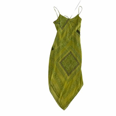 Vintage green asymmetrical fairy bow summer dress... - Depop