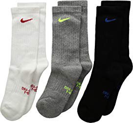 Nike Kids Performance Cushioned Crew Dri-FIT™ Training Socks 6-Pair Pack (Little Kid/Big Kid) at Zappos.com