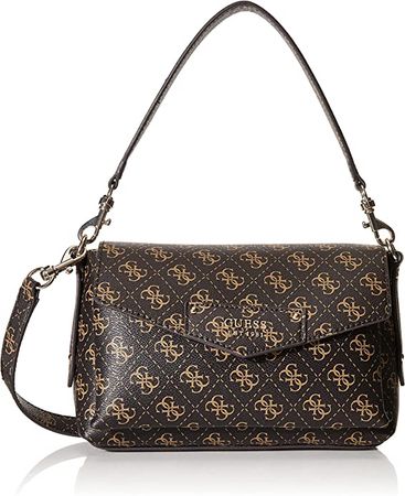 GUESS Eco Brenton Flap Shoulder Bag Brown Logo One Size: Handbags: Amazon.com