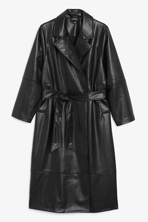 Faux leather trench coat - Black - Coats - Monki WW