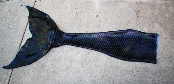 Realistic Latex Dark Mermaid Tail
