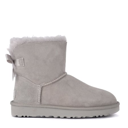 Ugg Bailey Mini Grey Suede Ankle Boots With Bow.