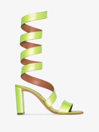 Y/Project lime green 100 wrap-around leather sandals | Browns