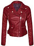 Instar Mode Women's Long Sleeve Zipper Closure Moto Biker Faux Leather Jacket Burgundy 3XL at Amazon Women's Coats Shop