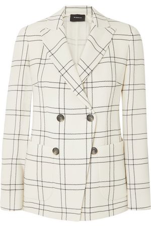 Akris | Danita checked wool and cotton-blend crepe double-breasted blazer | NET-A-PORTER.COM