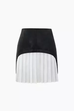 Contrast Pleated Faux Leather Mini Skirt – Micas