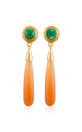 Hawaii Malachite & Orange Agate Drop Earrings By Valére | Moda Operandi
