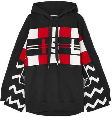 Wool Intarsia And Cotton-jersey Hooded Top - Black
