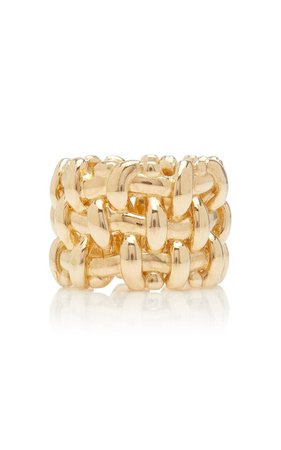 Woven Gold-Plated Sterling Silver Ring By Bottega Veneta | Moda Operandi