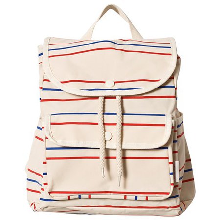 Tinycottons Cream And Red Retro Lines Backpack | AlexandAlexa