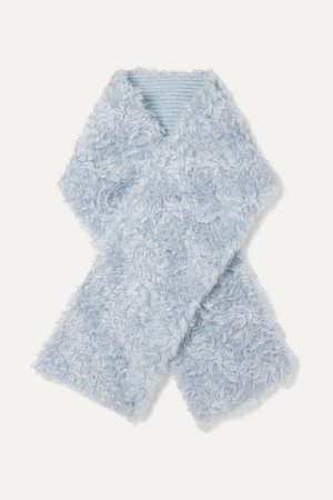 MIU MIU Reversible mohair and cotton-blend faux shearling and wool scarf