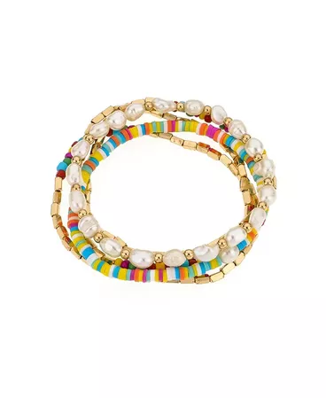 ETTIKA Rainbow and Imitation Pearl Beaded Elastic Bracelet Set & Reviews - Bracelets - Jewelry & Watches - Macy's