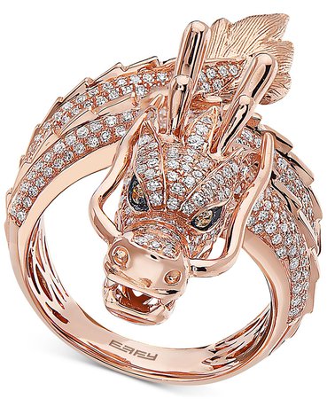 EFFY Collection EFFY® Diamond Dragon Statement Ring (1-1/3 ct. t.w.) in 14k Rose Gold & Reviews - Rings - Jewelry & Watches - Macy's