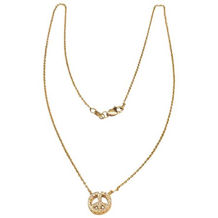 14K Diamond Peace Sign Necklace : Charles Anthony Antiques | Ruby Lane
