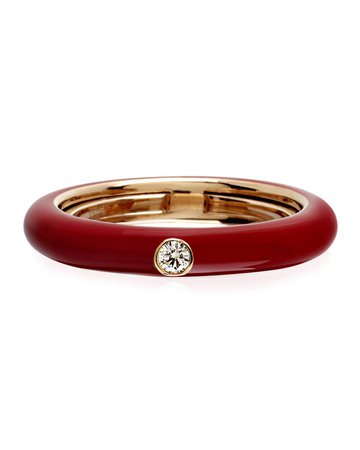 Adolfo Courrier Never Ending 18k Pink Gold Diamond & Red Ring